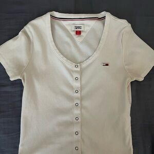 Tommy Hilfiger Women's Ivory Button-Down Shirt